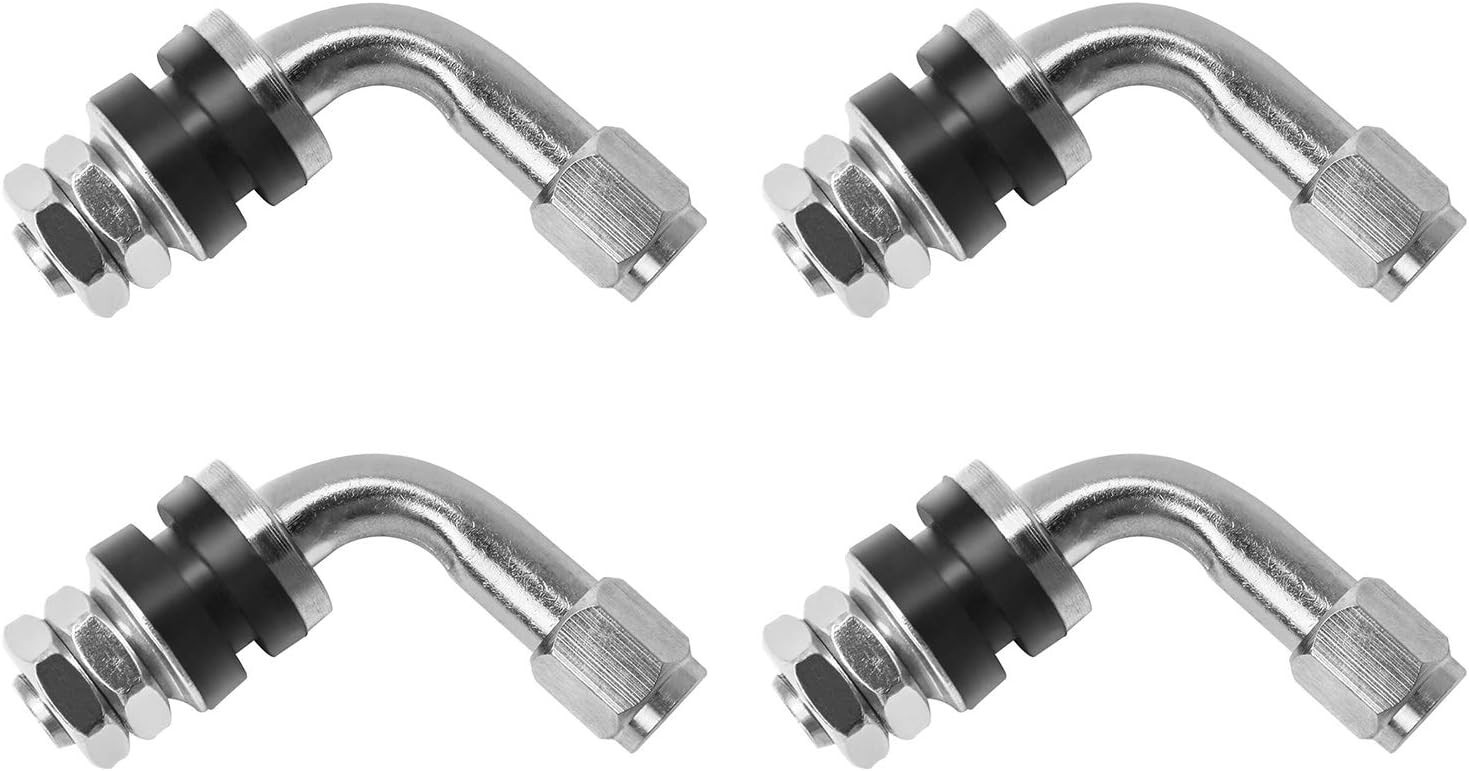 4Pcs 90° Angled Tyre Valve Stems Bolt-In Anti-Leak for Car Motorcycle Tires
