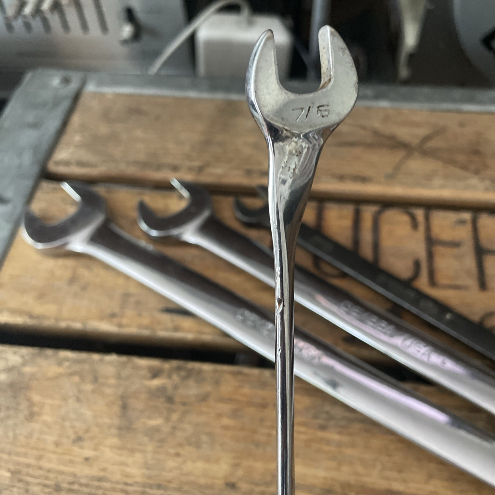 Snap-On Wrench Lot X 4 Chrome/ Industrial Finish 3/4 – 11/16 – 7/16 X 2 GOEX OEX