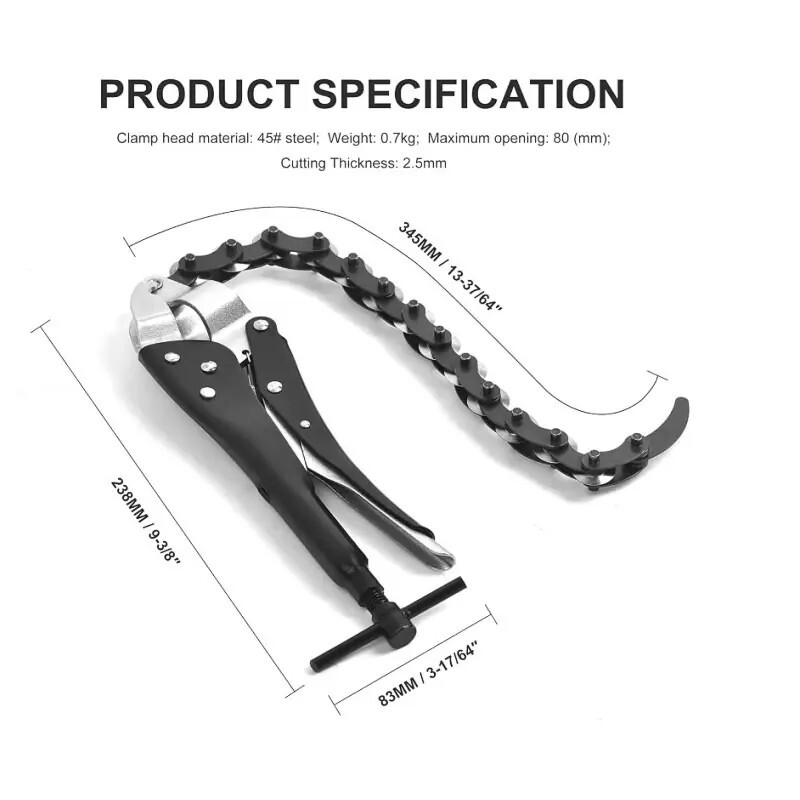 Car exhaust pipe cutter, heavy-duty multi-wheel chain gripper