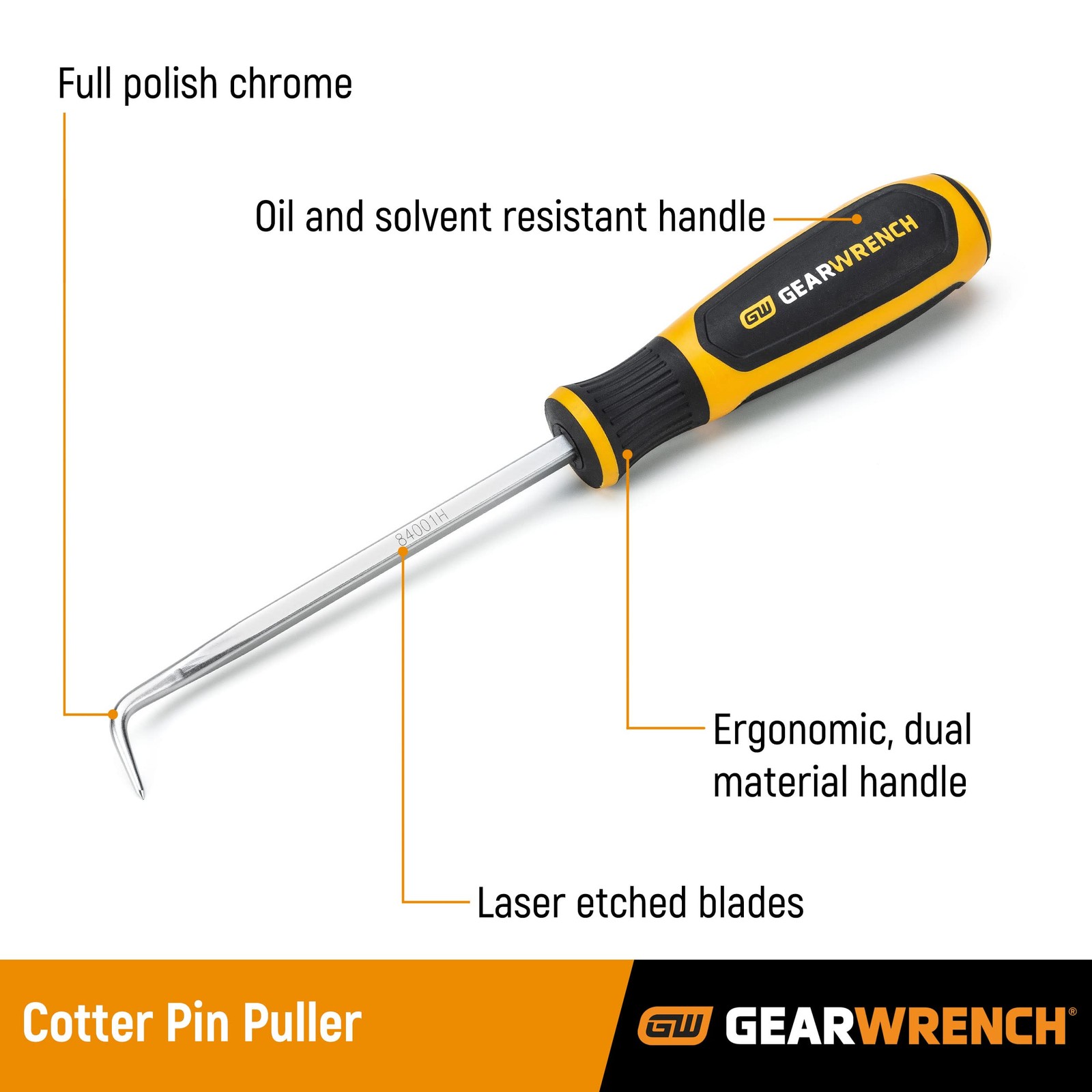 GEARWRENCH 5″ Cotter Pin Puller – Cotton Puller, Molten Orange & Black