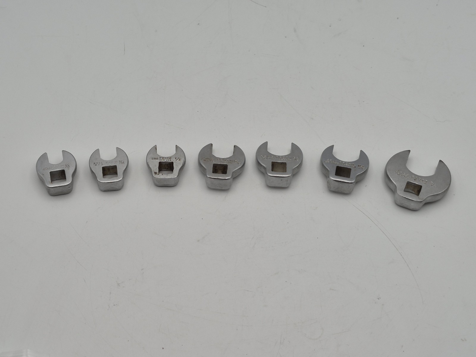 Proto Tools used Lot of 7 Crow Foot Socket Wrenches, 3/8” Drive, 3/8” – 3/4”