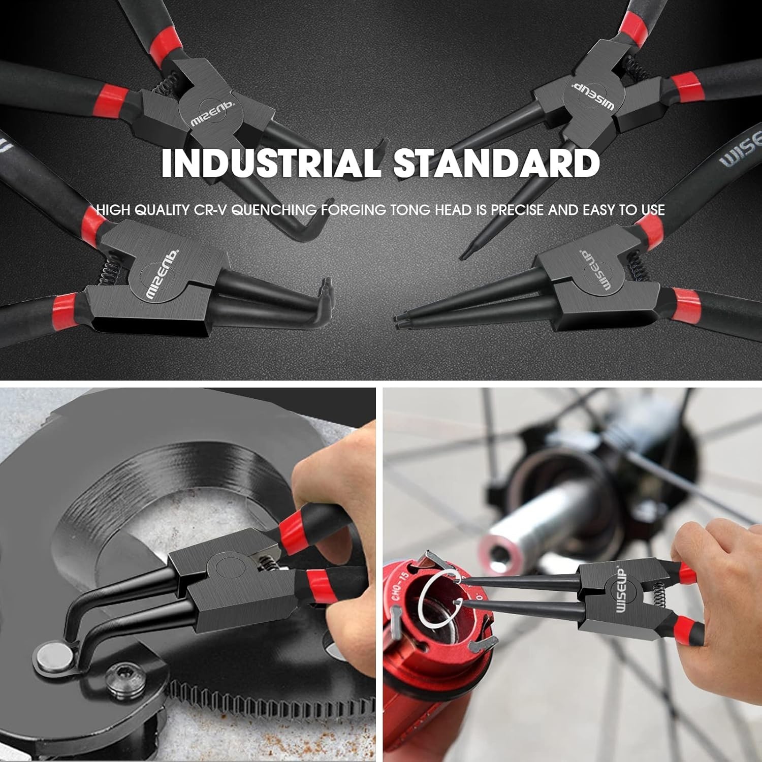 Professional 4PCS Snap Ring Pliers Set – Heavy Duty 9 Inch Carbon Steel Kit