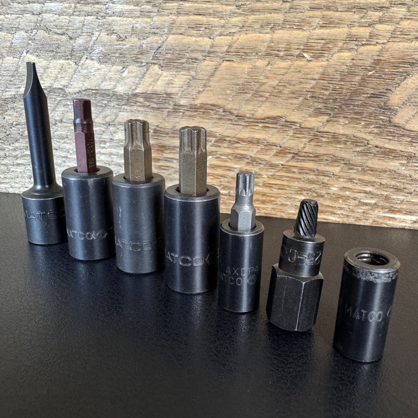7pc Lot Matco Tools Torx & Hex Bit Sockets 1/4″ & 3/8″ Drive, T30, T45, T47 USA