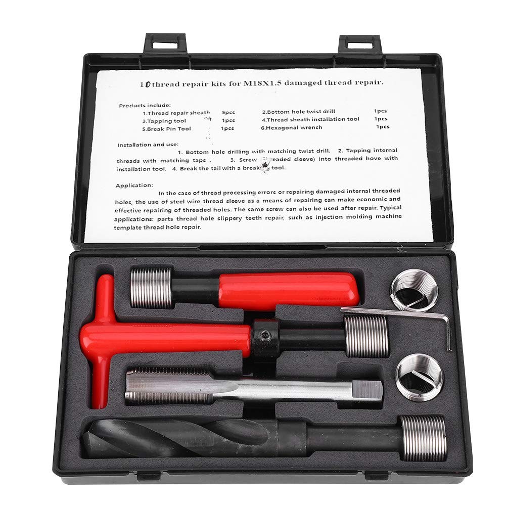 ViaGasaFamido M18x1.5 Thread Repair Kit, Professional Durable Thread Restoring