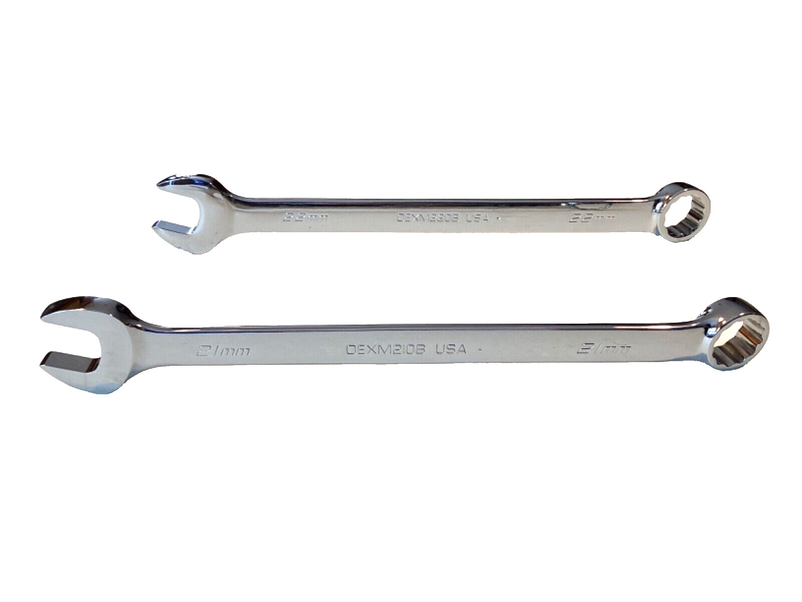 Snap On NEW 2 Piece 21 & 22MM Flank Drive Combination Wrench Set OEXM210 OEXM220