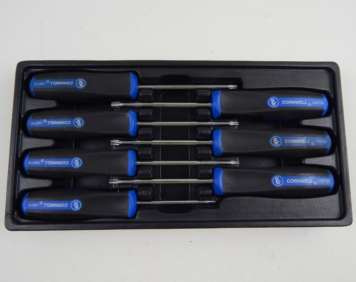 Cornwell Tools CSD7S 7pc Star Torx Screwdrivers Set T8-T30 Blue & Black w/ Tray