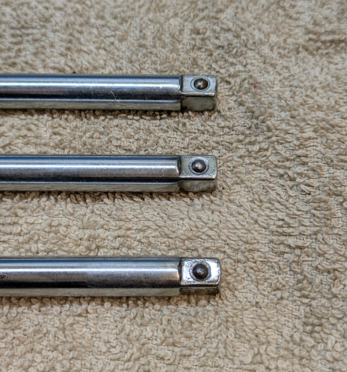 Three Snap-on 1/4″ Drive TMXK6 6″, TMXK100 10″ & TMXK140 14″ Knurled Extensions