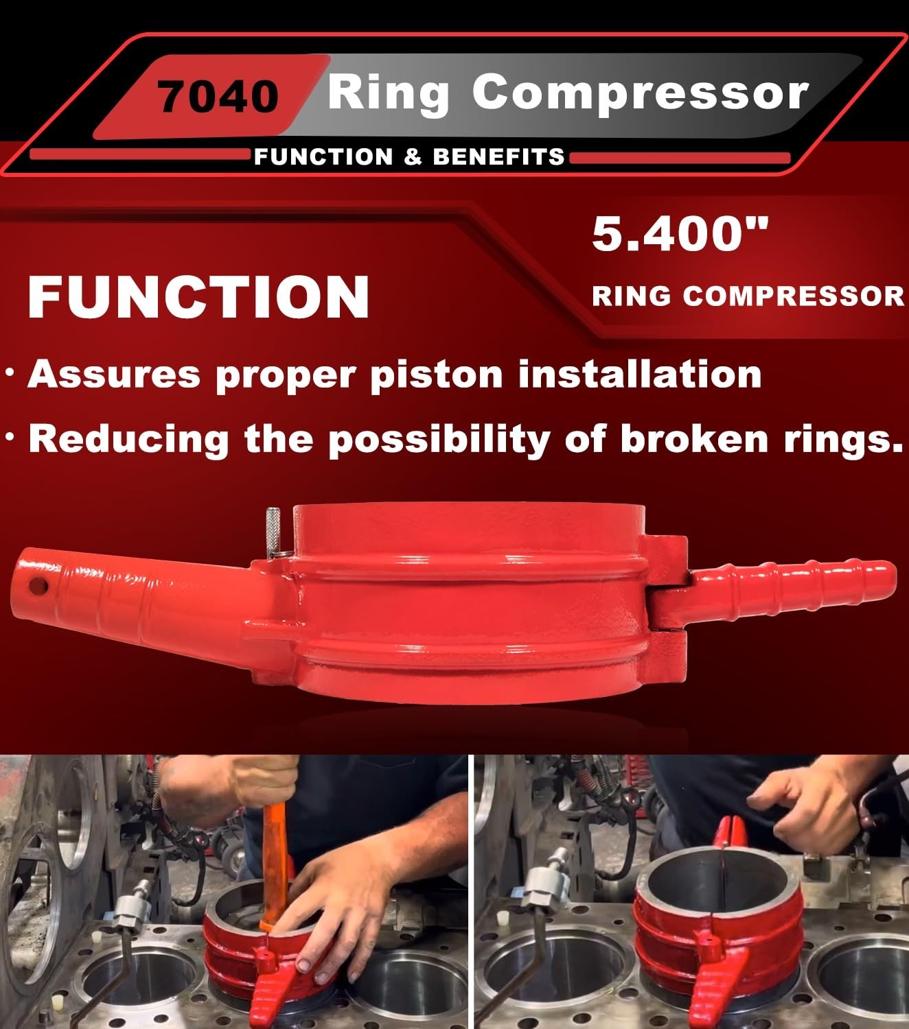 Piston Ring Compressor 5.4″ Bore Tool for Cummins ISX QSX & Caterpillar C15, 340