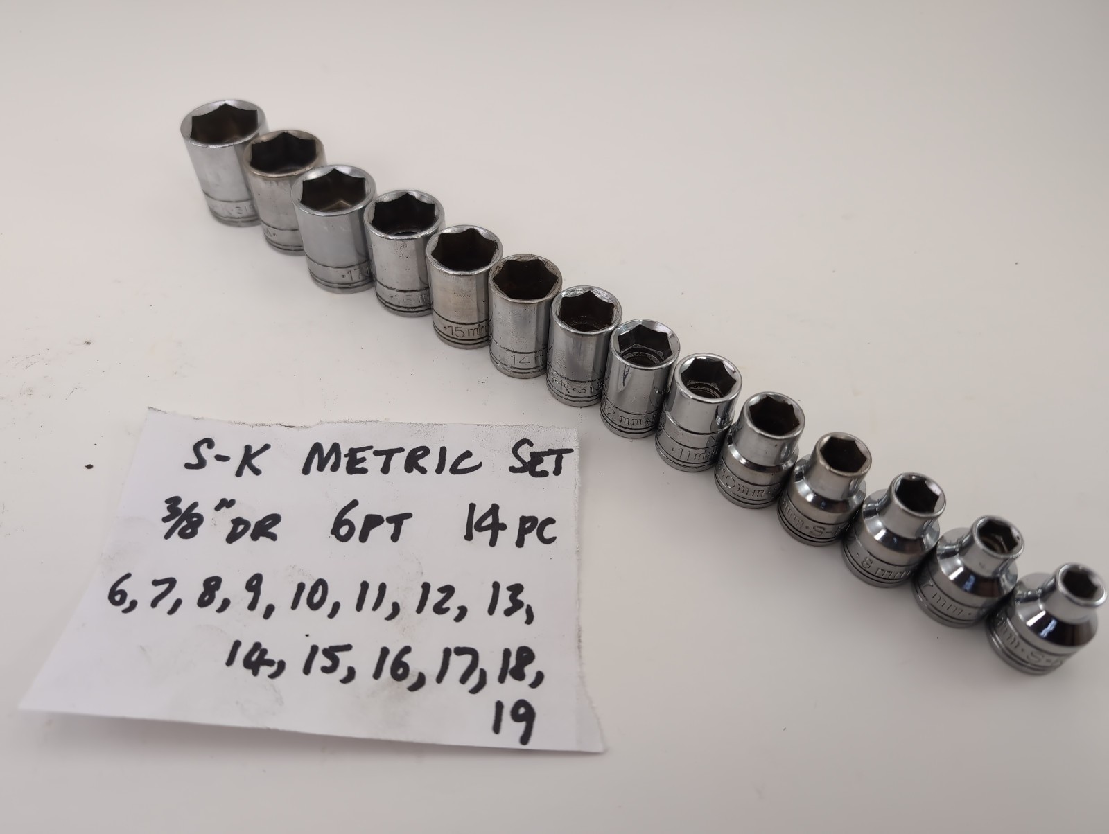 S-K METRIC 3/8″dr 6pt 14pc Set 6mm-19mm – Made in USA – SUPERB!!!