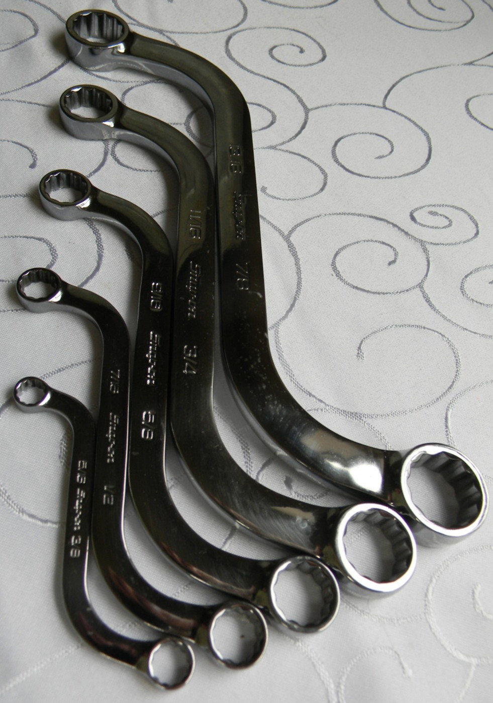 SNAP-ON 5PC SAE 12PT SAE FLANK DRIVE S-SHAPED BOX WRENCH SET 5/16″-7/8″ #SBX605