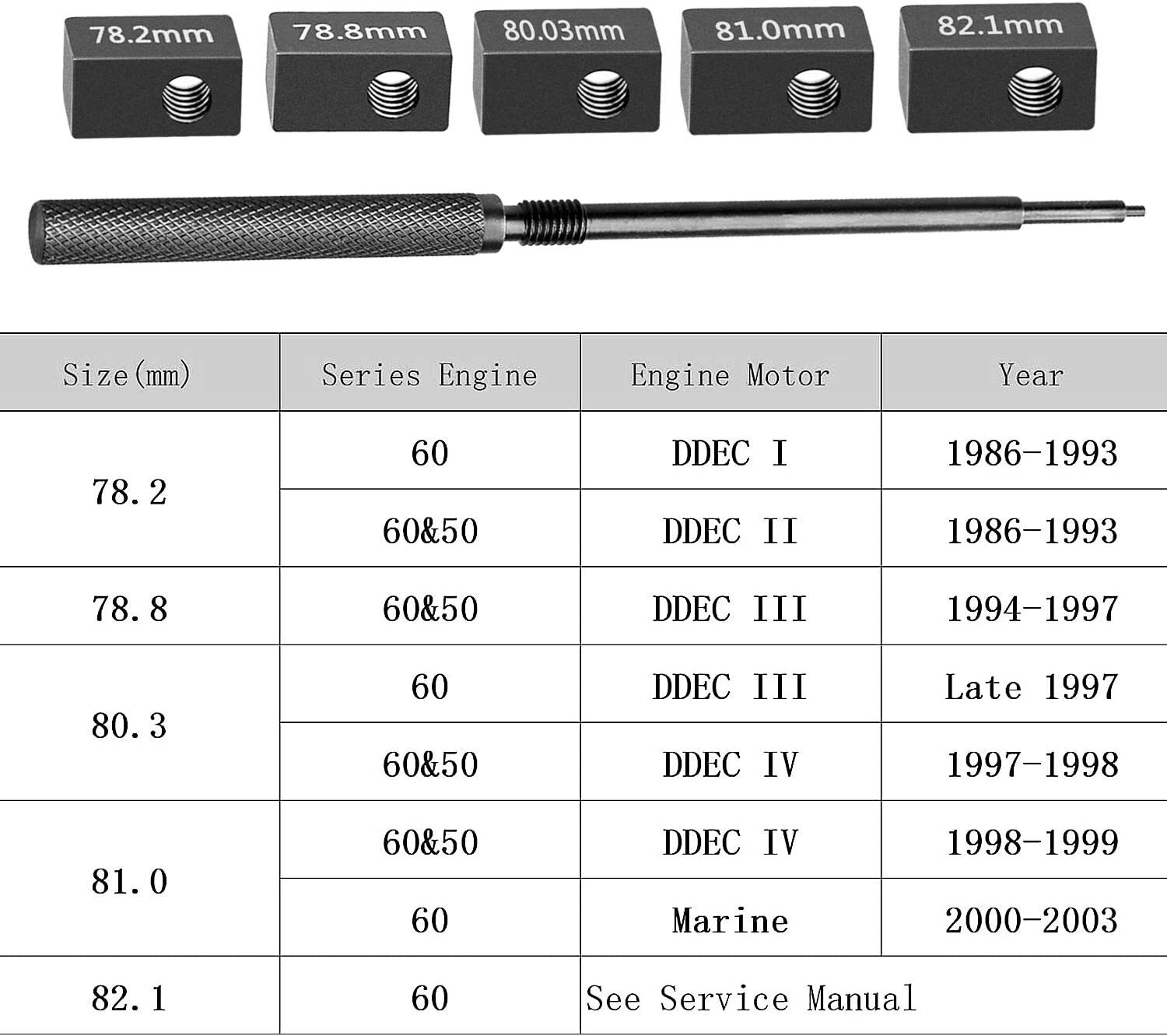 Valve Tool Set for Detroit Diesel 60 Series Engine,3350 Injector Height Gauge