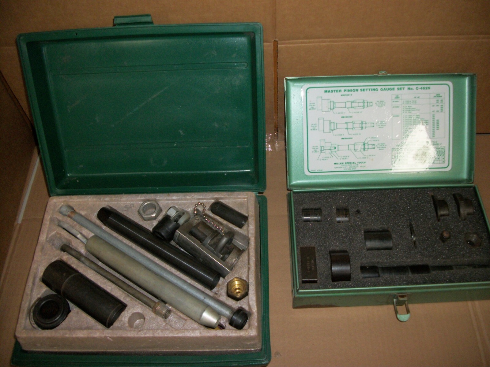 LOT OF 2 MILLER TOOL KITS C-4626 MASTER PINION SETTING GAUGE & RACK PINION OMNI