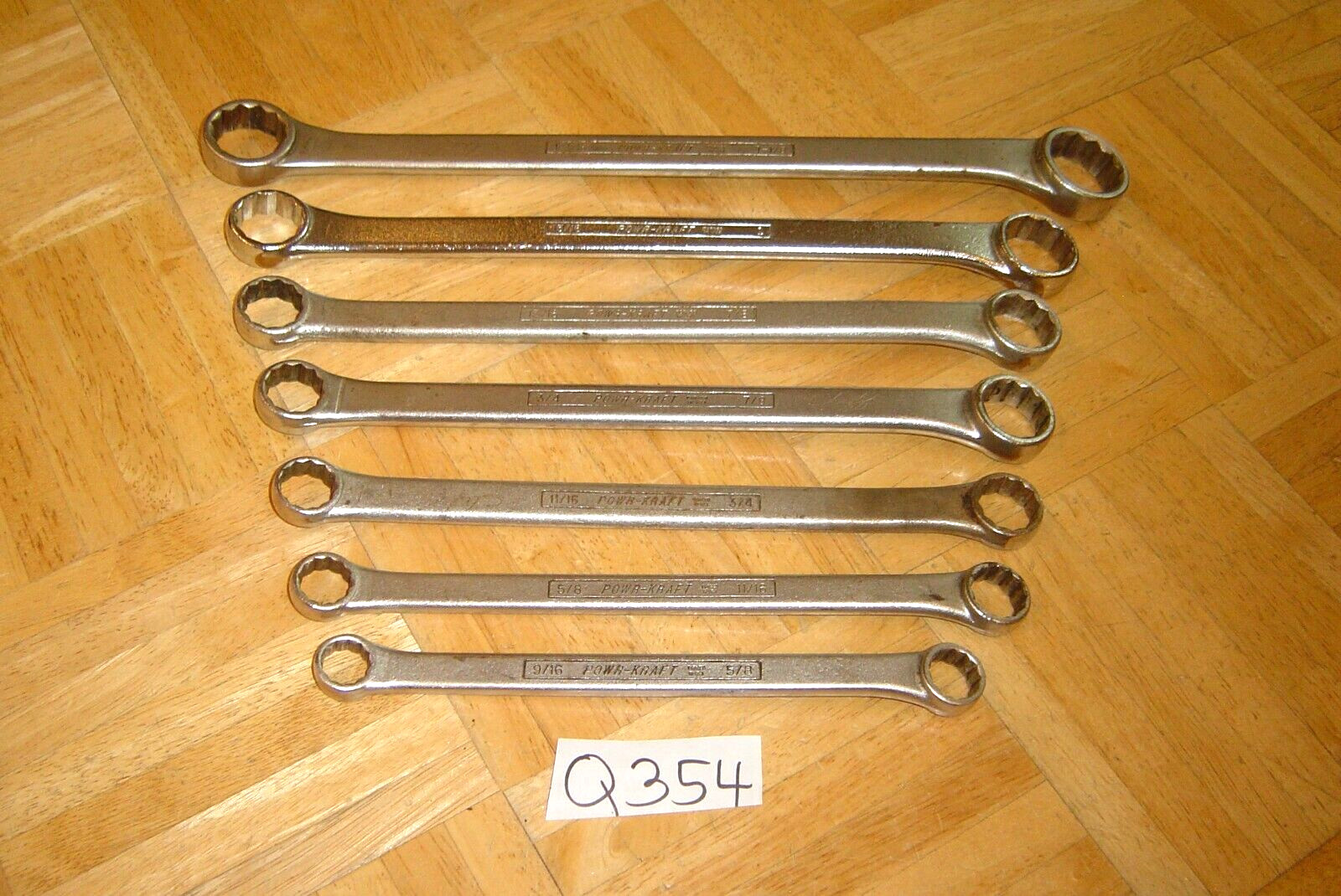 POWR-KRAFT TOOLS VINTAGE 7 PIECE SAE. BOX-END WRENCH SET 9/16 TO 1-1/8