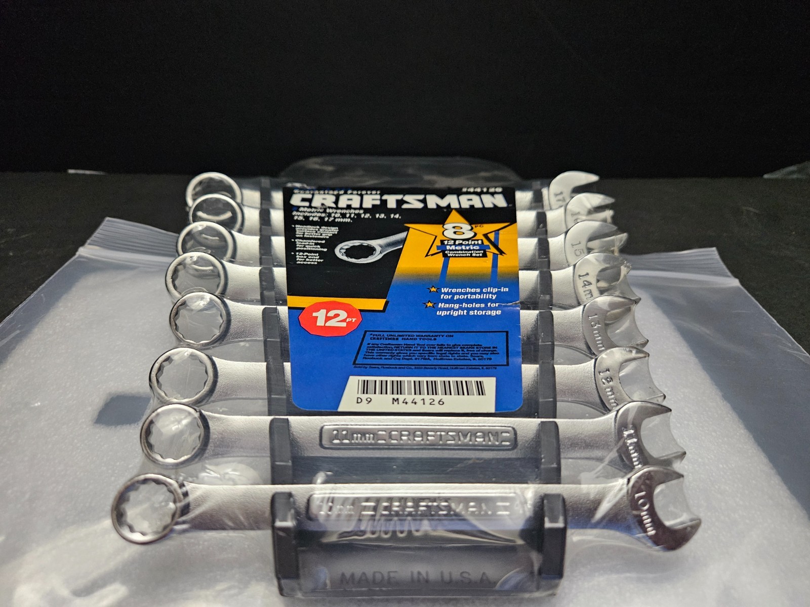 CRAFTSMAN #944126 8 PC 12 PT METRIC 10MM-17MM COMBO WRENCH SET USA (TL2448)