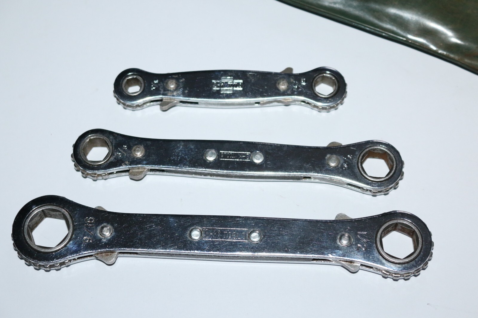 S-K Tools No.340 ratcheting box wrenches 3 of 4 pcs. 1/4″ to 9/16″ CLEAN & WORKS