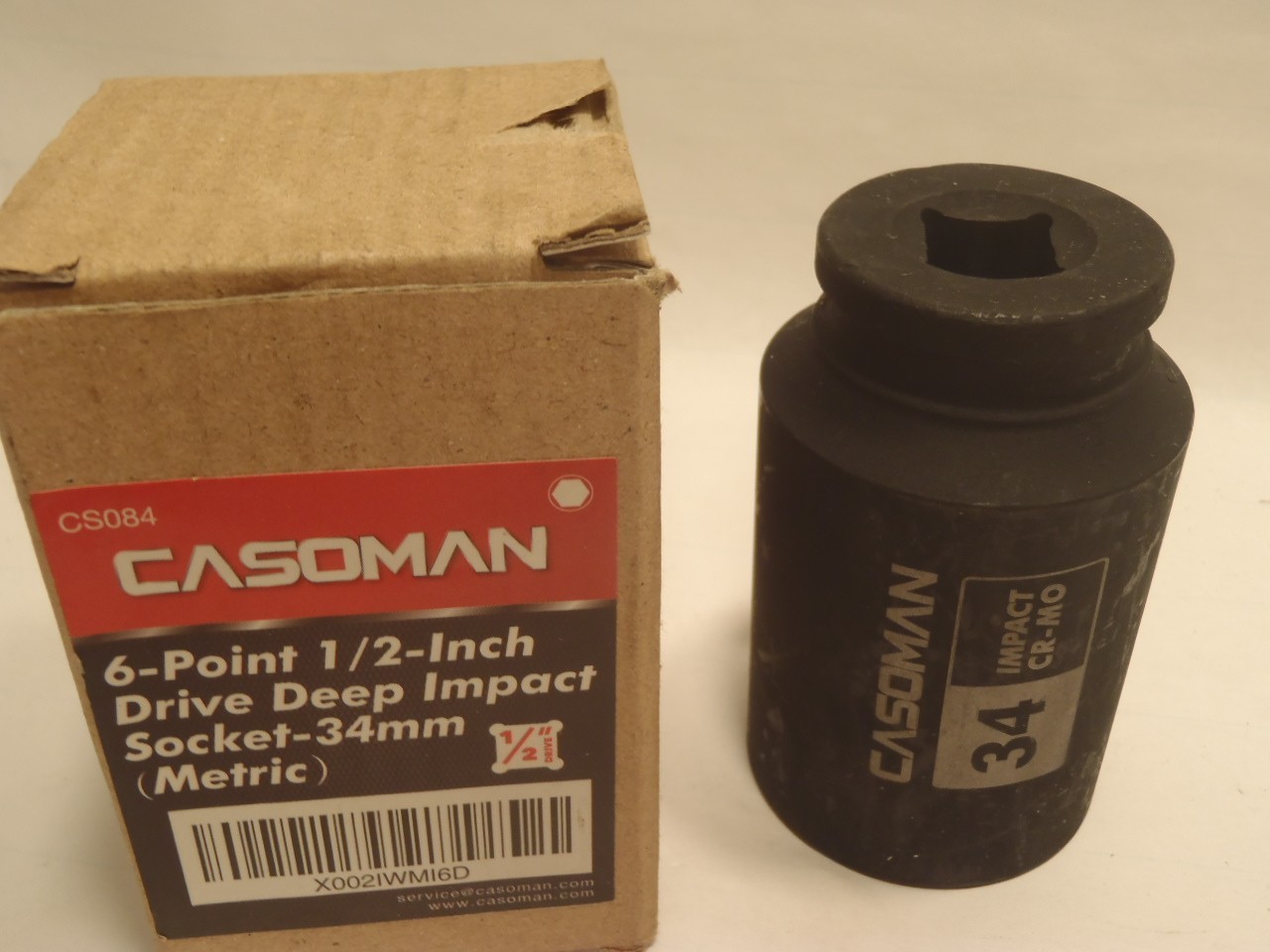 CASOMAN 1/2″ Drive x 34 mm Deep 6 PT Impact Socket, CR-MO, 34 (Deep)