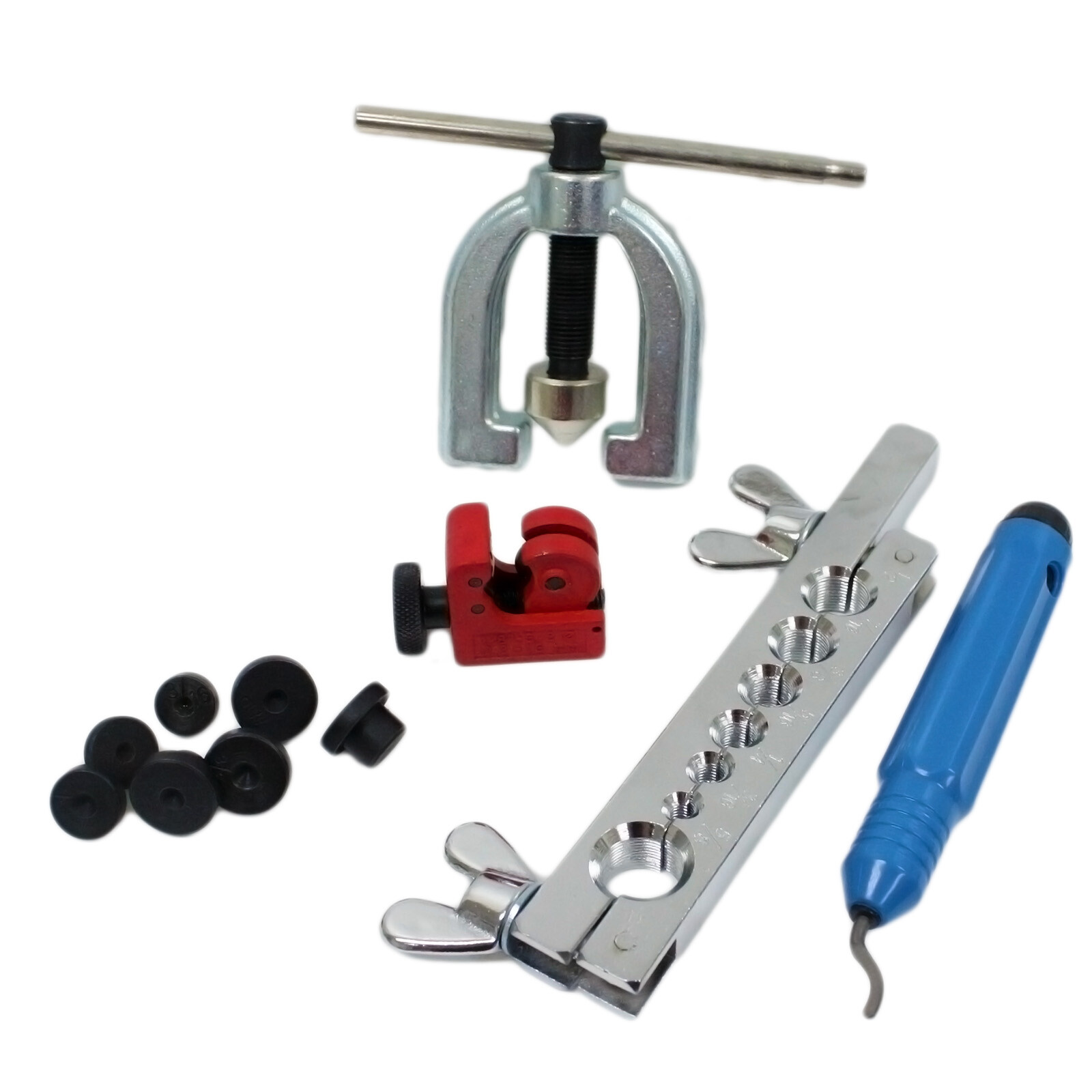 HVAC Flaring Copper Line Tubing 1/4″ 3/8″ 1/2″ 5/8″ & Double Brake Line Tool Kit