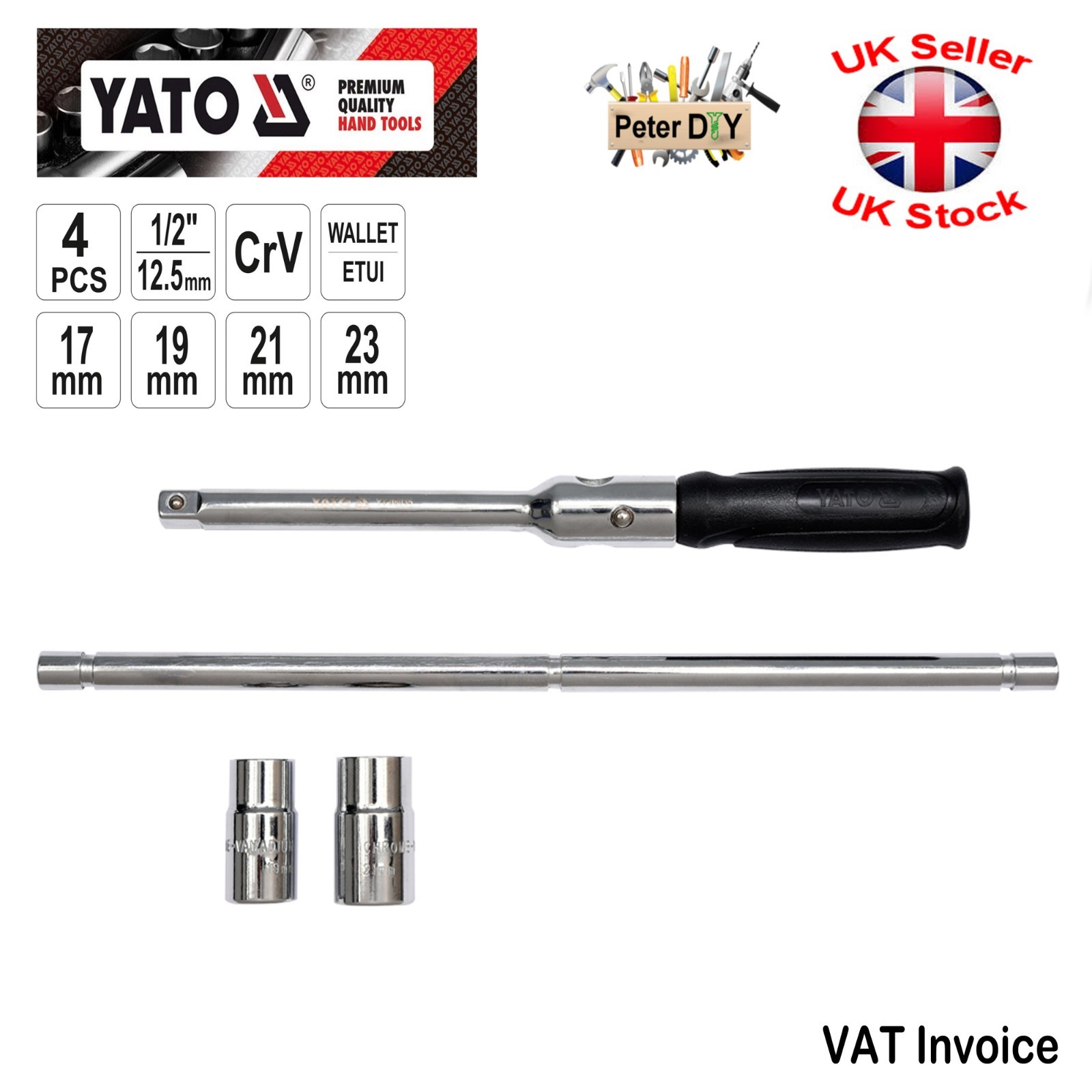 Yato Professional X-TYPE CROSS FOLDABLE FOLDED WRENCH WHEEL BRACE 17 19 21 23mm