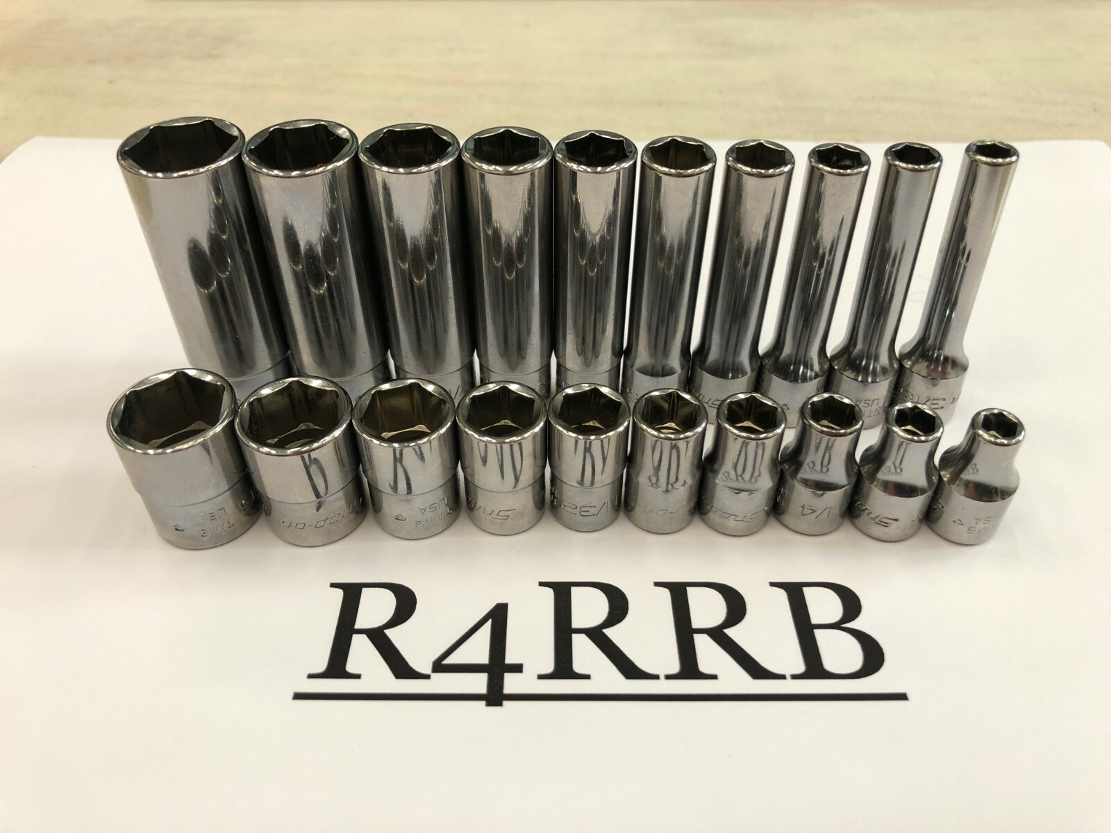 Snap-on Tools USA NEW 20pc 1/4″ Drive 6PT SAE Shallow Deep Socket Set 120STTM
