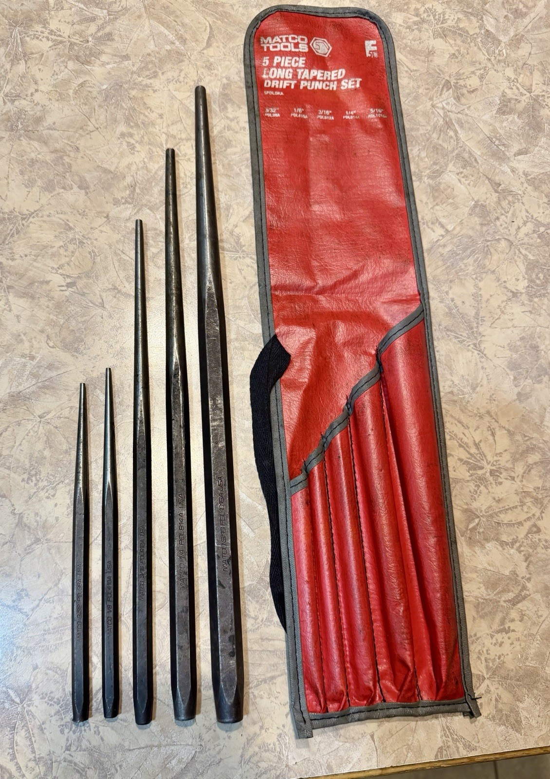 Matco Tools USA 5 Piece Long Tapered Drift Punch Set SPDL5KA