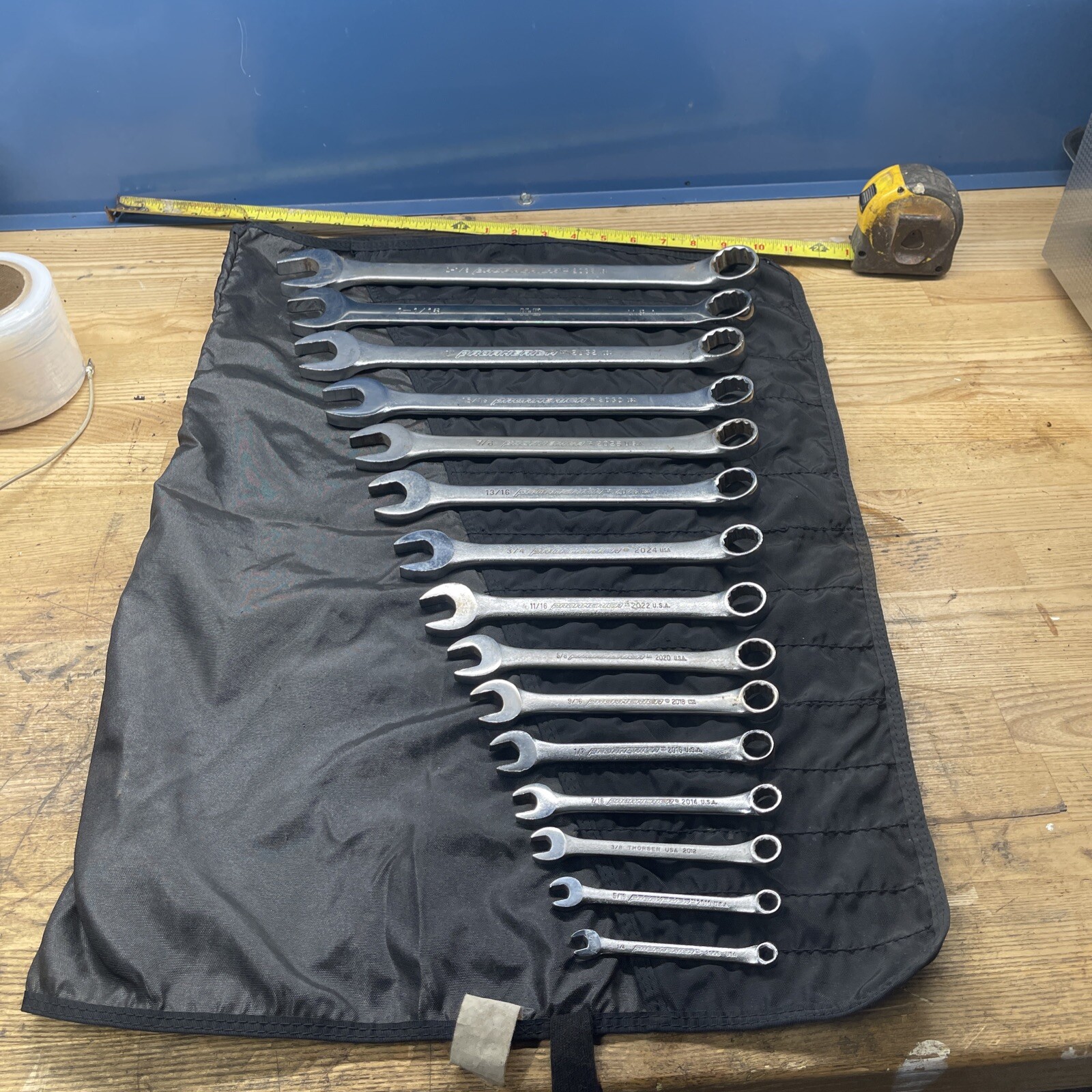 15 Piece Proamerica USA SAE 12 Point Combination Wrench Set 1/4 – 1-1/8 + Roll