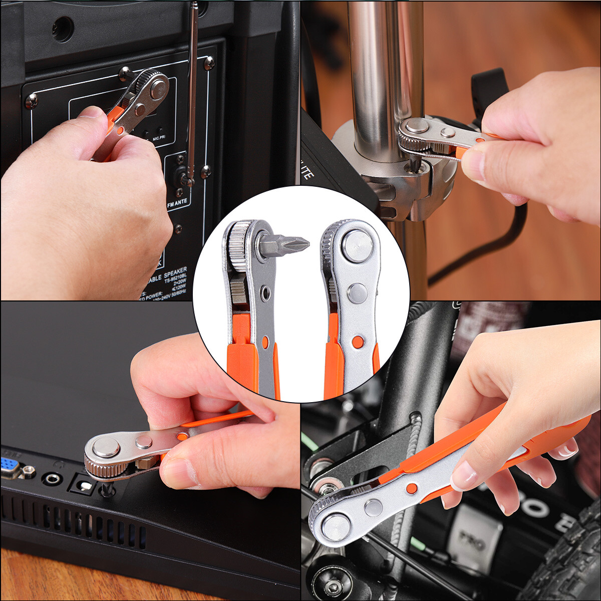 Ratcheting Right Angle Screwdriver Hex Drive 90 Degree Offset + 10pc Bits Set US