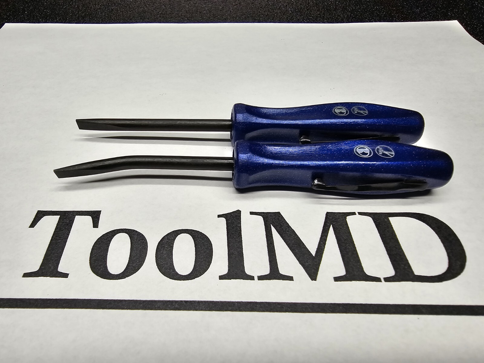 Snap-on Tools NEW 2pc POWER BLUE 5″ Straight & Bent Pocket Prybars PBMB5 PBMS5