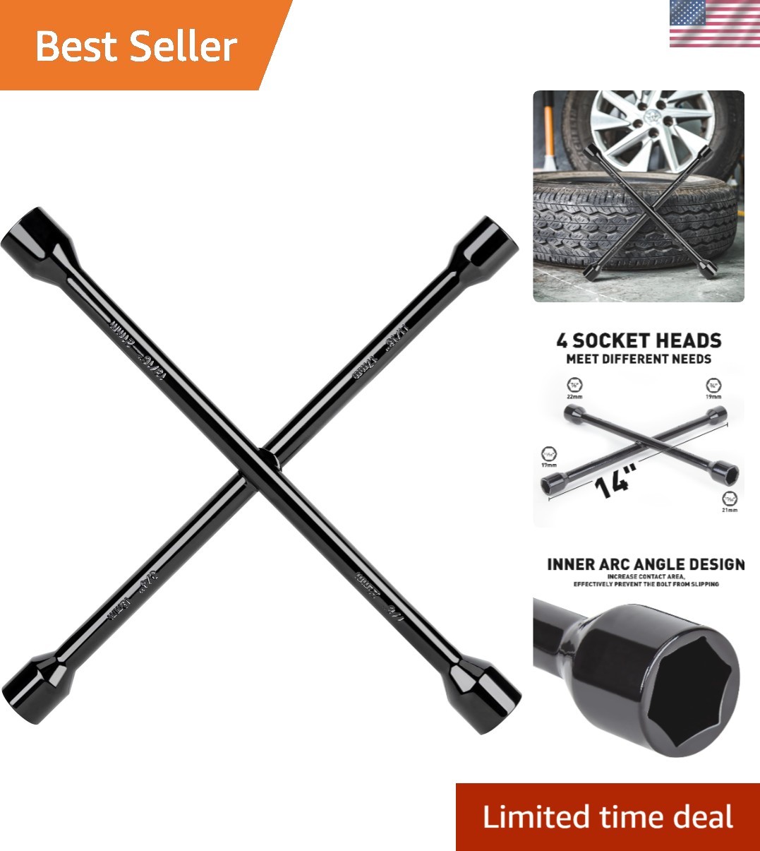 14-Inch Corrosion-Resistant Heavy Duty Lug Wrench – 4-Way Socket Compatibility