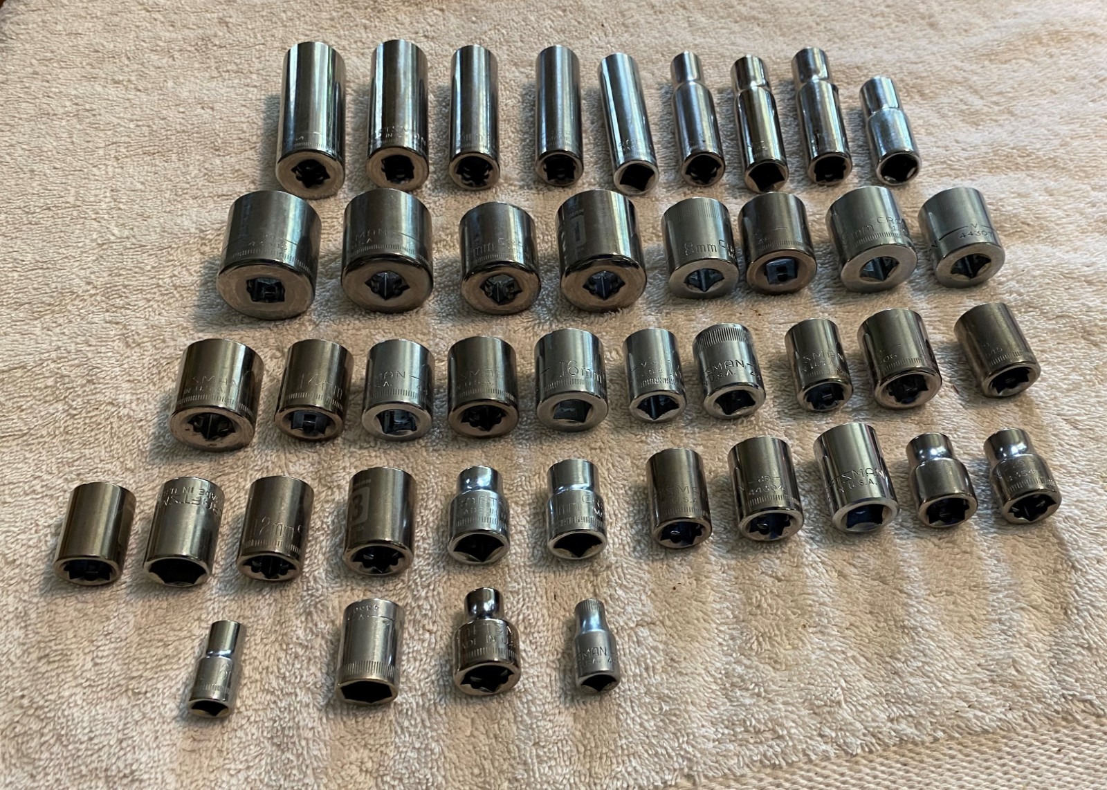 Lot of 42 – Craftsman 3/8″ Drive Metric Sockets, Made in USA