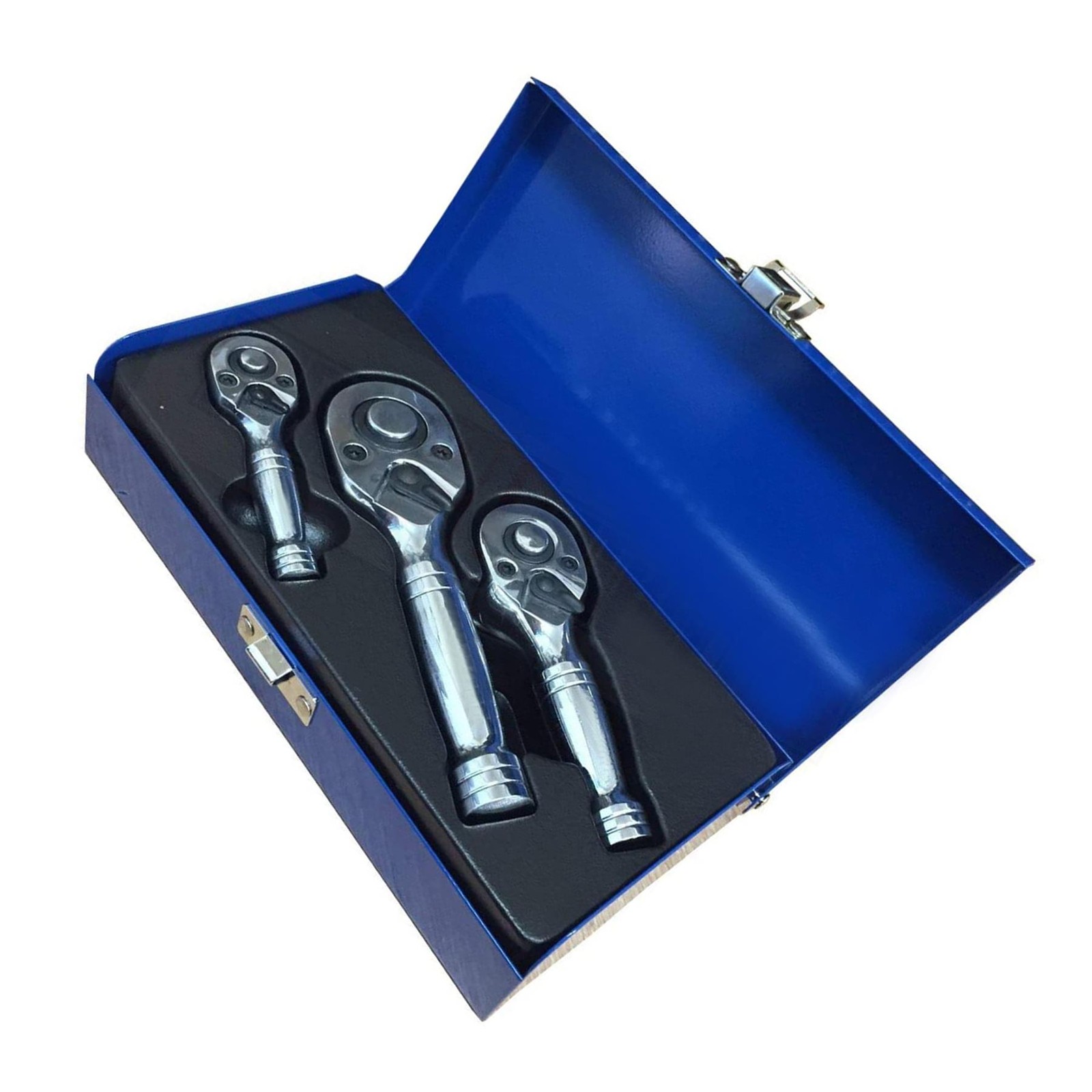 STUBBY RATCHET HANDLE SET 1/4″ 3/8″ 1/2″ DRIVE SHORT SOCKET WRENCHES 3PC