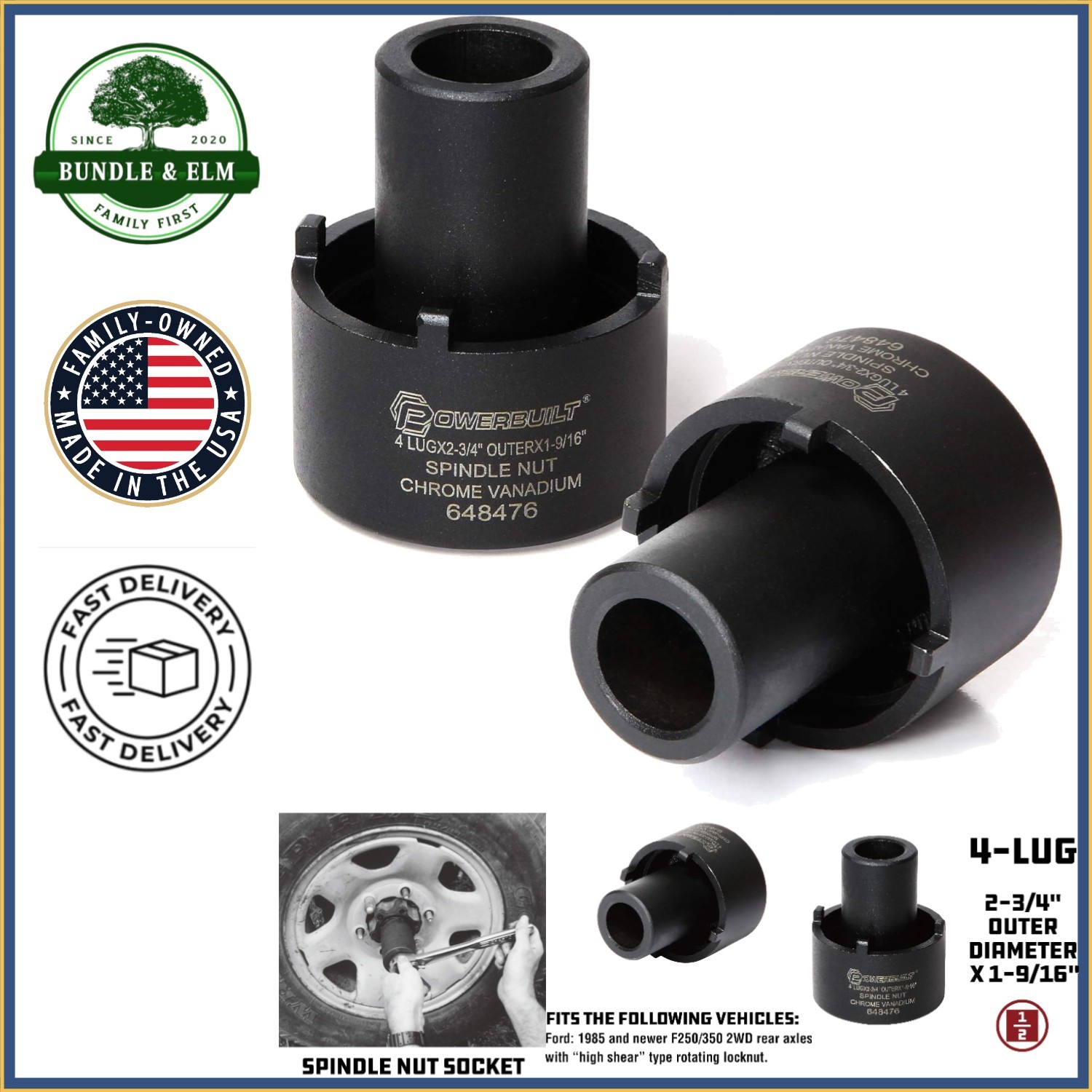 Automotive Tool – 4-Lug Spindle Nut Socket for Efficient Spindle Nut Removal