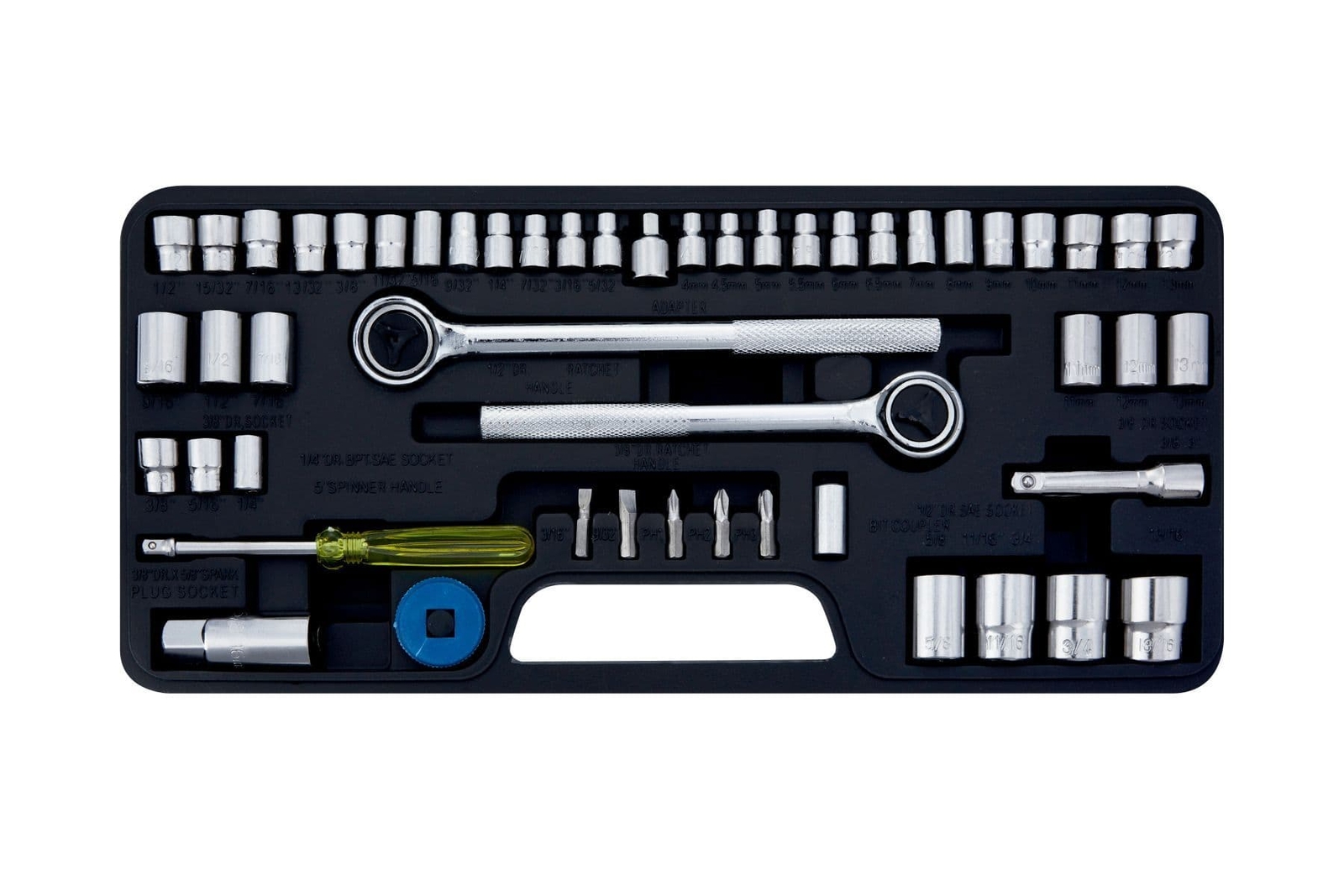 Blue Spot 01746 Socket Bit Set 1/4 3/8 1/2’D Metric Imperial Kit 52 Piece