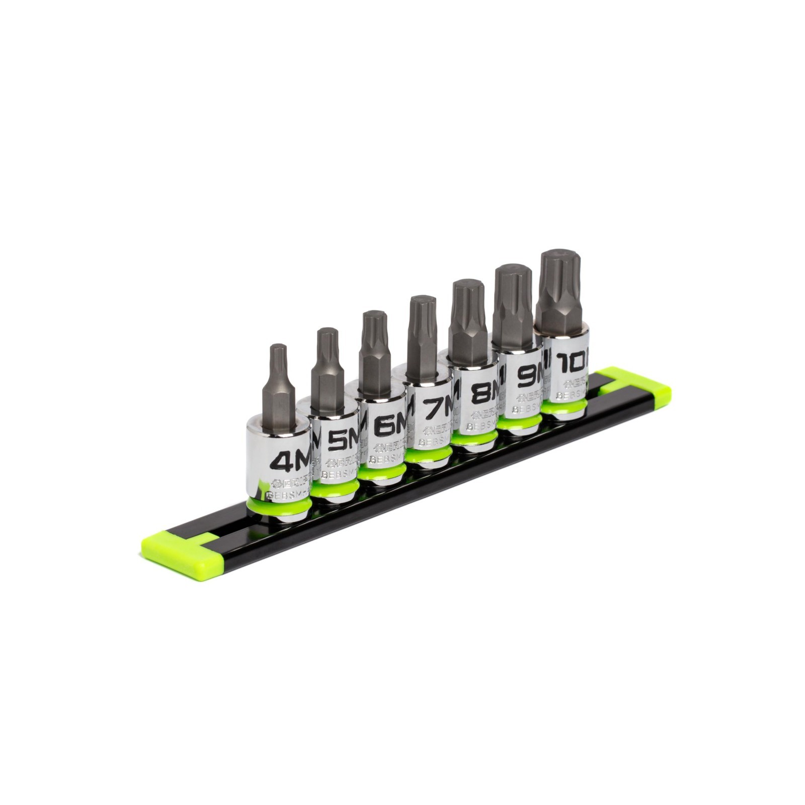 7-Piece 3/8» Drive Short Metric Hex Bit Socket Set, S2 Steel, 4MM-10MM, Storage