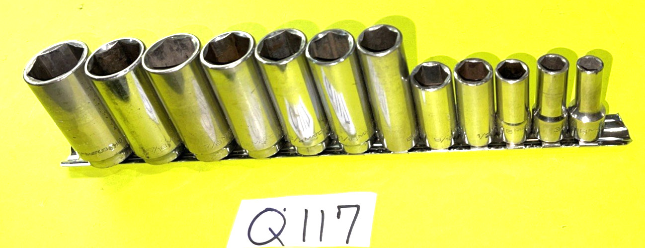 MATCO TOOLS 12 PIECE 3/8 DRIVE SAE. DEEP 6 POINT SOCKET SET 5/16 THROUGH 1 INCH