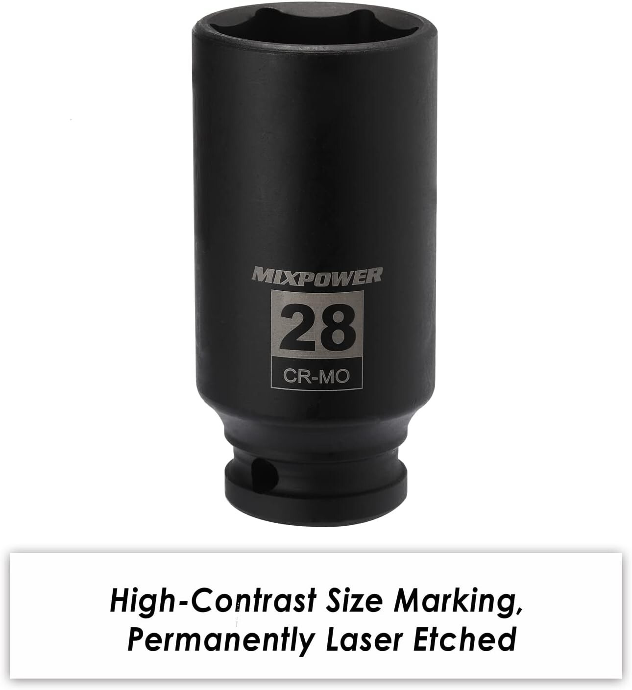Impact Grade 28mm Deep Socket – 1/2″ Drive, Chrome Molybdenum, ANSI Compliant