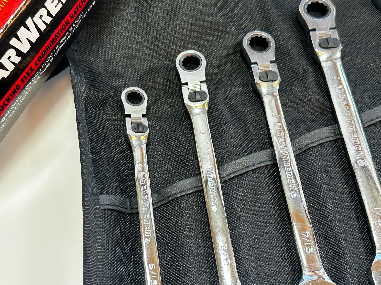 NEW GearWrench 85798 8pc 5/16-3/4 12 Point XL LOCKING Flex Head Wrench Set RARE