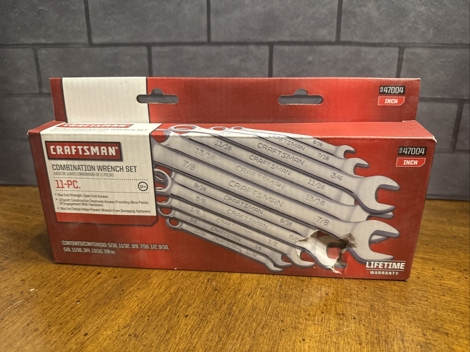 Craftsman New 11 PC SAE Combination Wrench Set 5/16-7/8in 947004 SAE