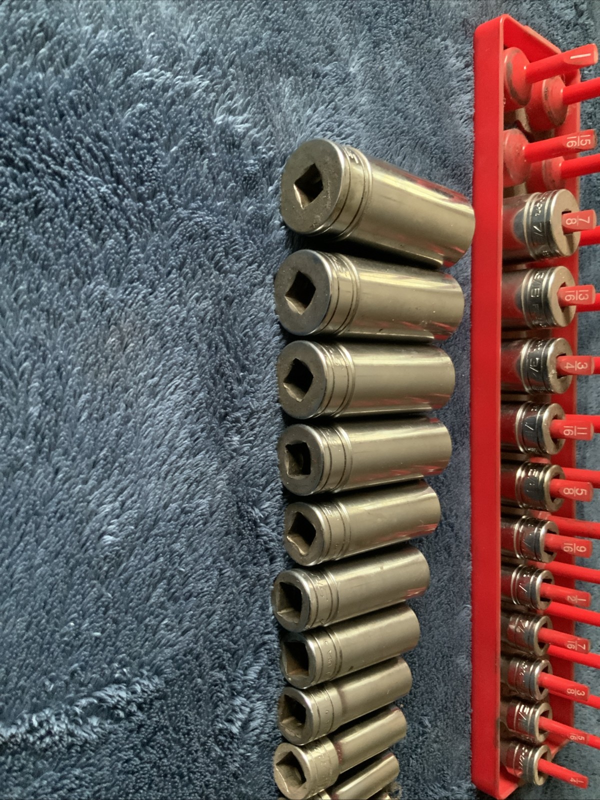 Snap On 3/8” Drive Deep And Shallow Socket Set, Sae, 6pt…..see Pics For Sizes….