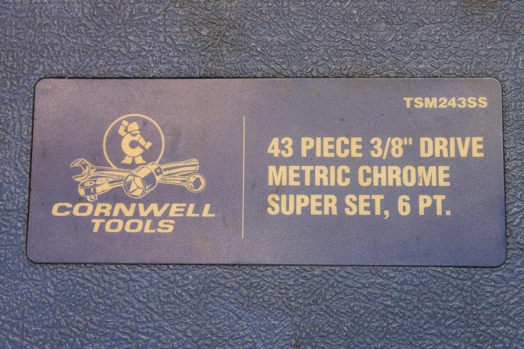 Cornwell TSM243SS 43 Piece 3/8” Drive Metric Chrome Socket Super Set 6 Point ^