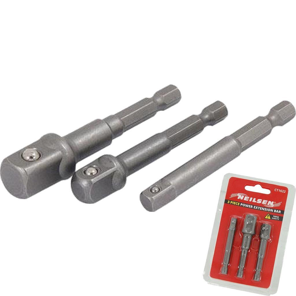 Neilsen Drill Power Impact Extension Socket Adapter Converter Set 1/4″ 3/8″ 1/2″