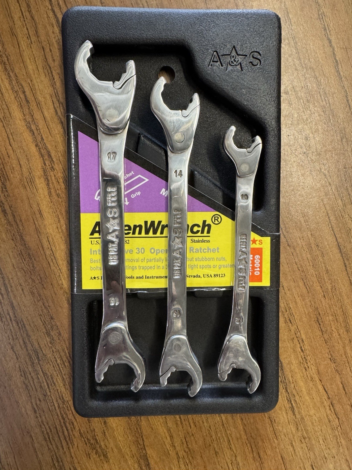 ALDEN WRENCH 3pce Open End Ratchet Set Metric (Double Head) 10-17MM MAde in USA