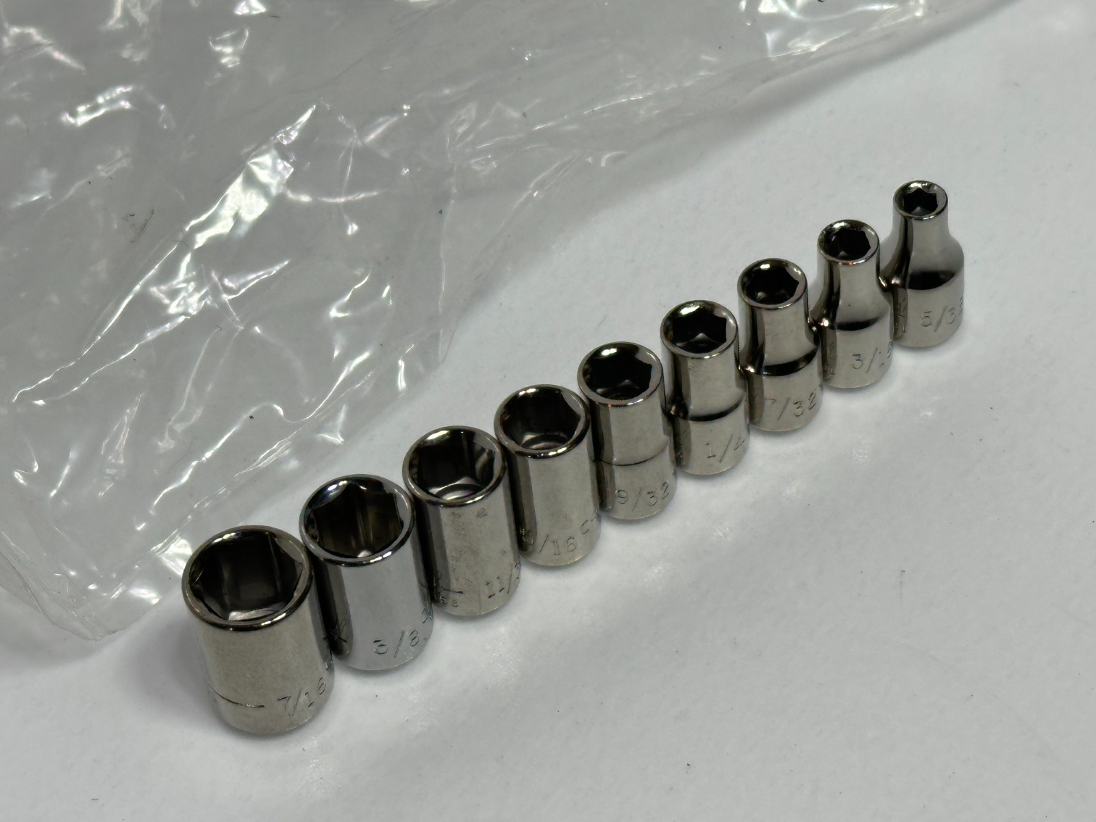 🇺🇸 Craftsman Tools USA G 9pc SAE 5/32-7/16″ Shallow Socket Set 1/4″ Drive, NOS