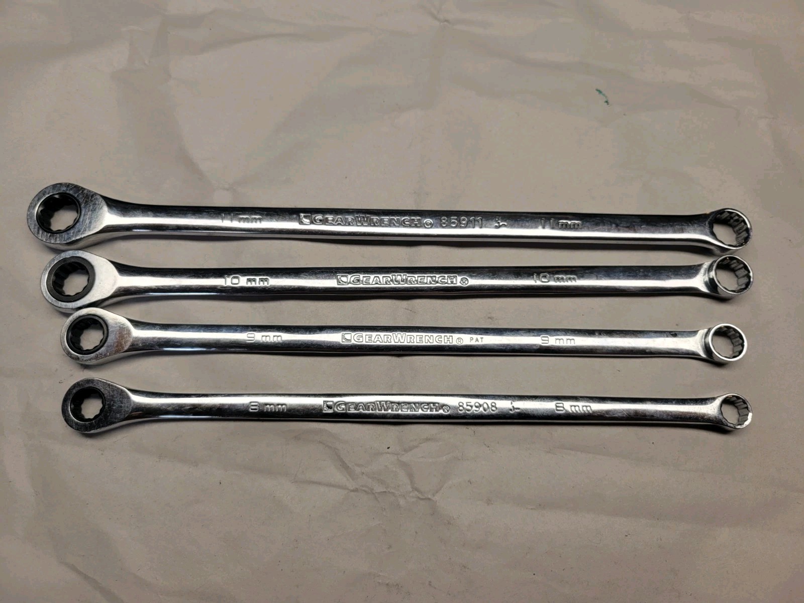 Gearwrench 8mm,9mm,10mm 11mm LX-Ratcheting Gearbox Wrenches VG PLUS COND 4pc