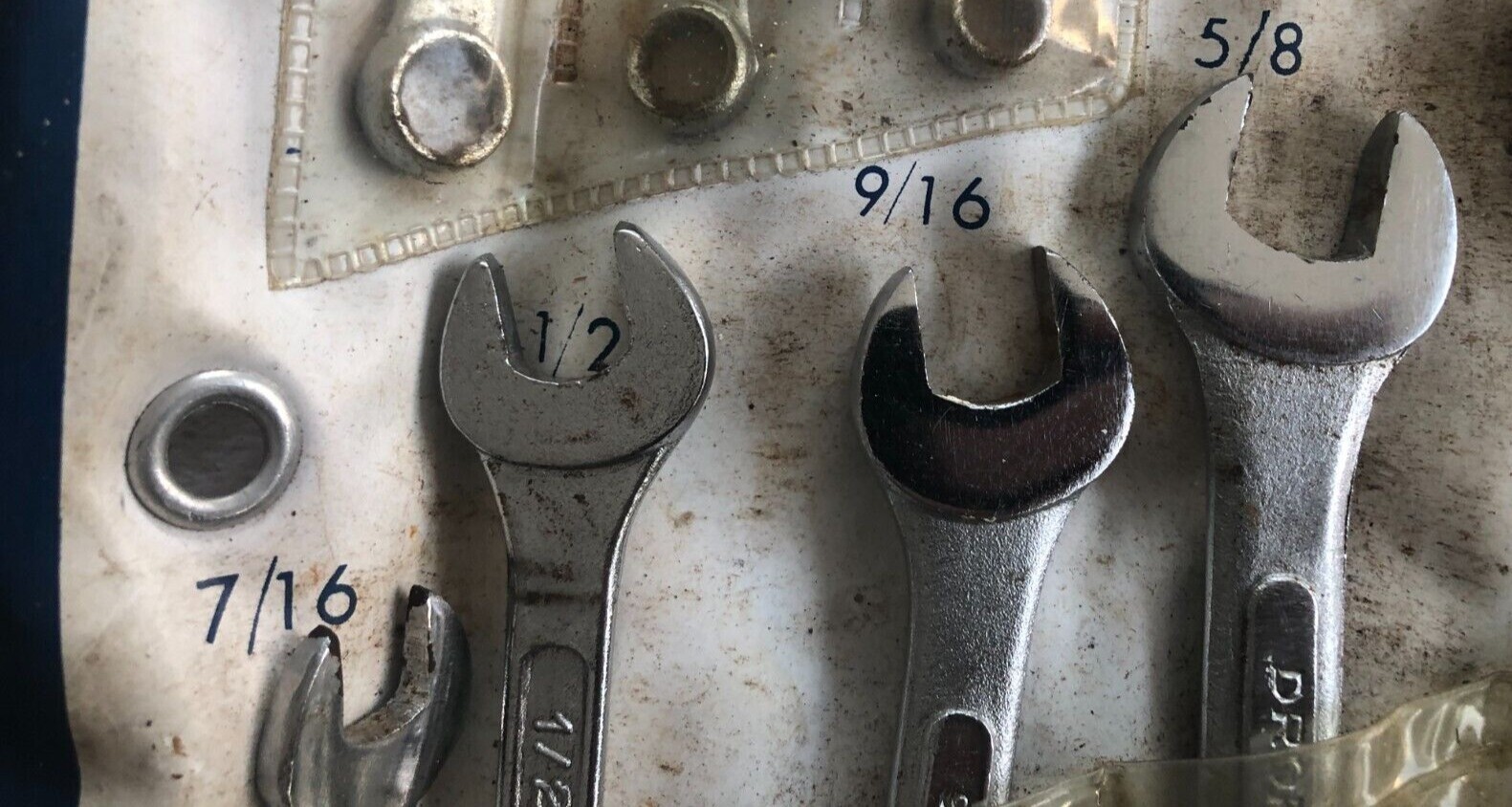 Vtg Combination Wrench Set Chrome Plated 3/8”-7/8″ Drop Forge Steel Used