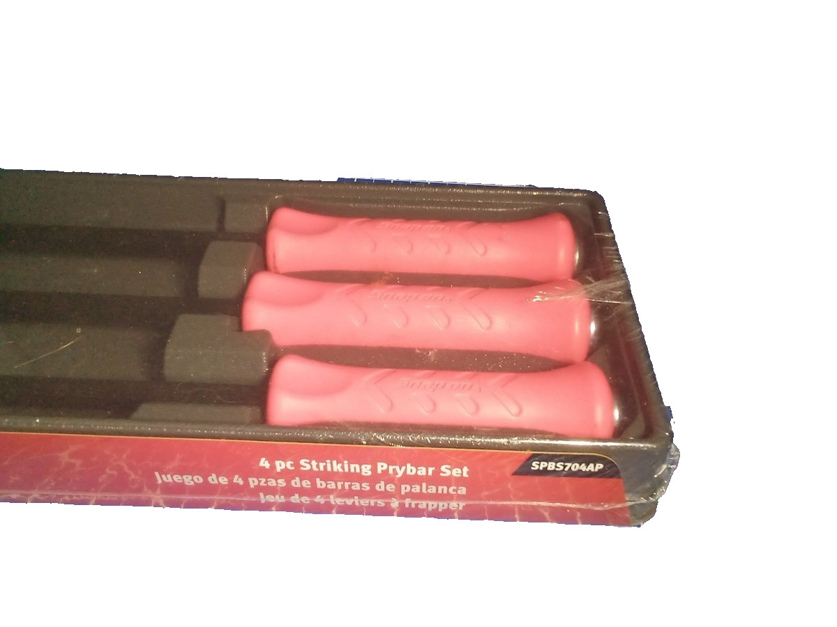 Snap On Tools RARE Pink 4 Piece Hard Grip Striking Prybar Set SPBS704AP USA NEW
