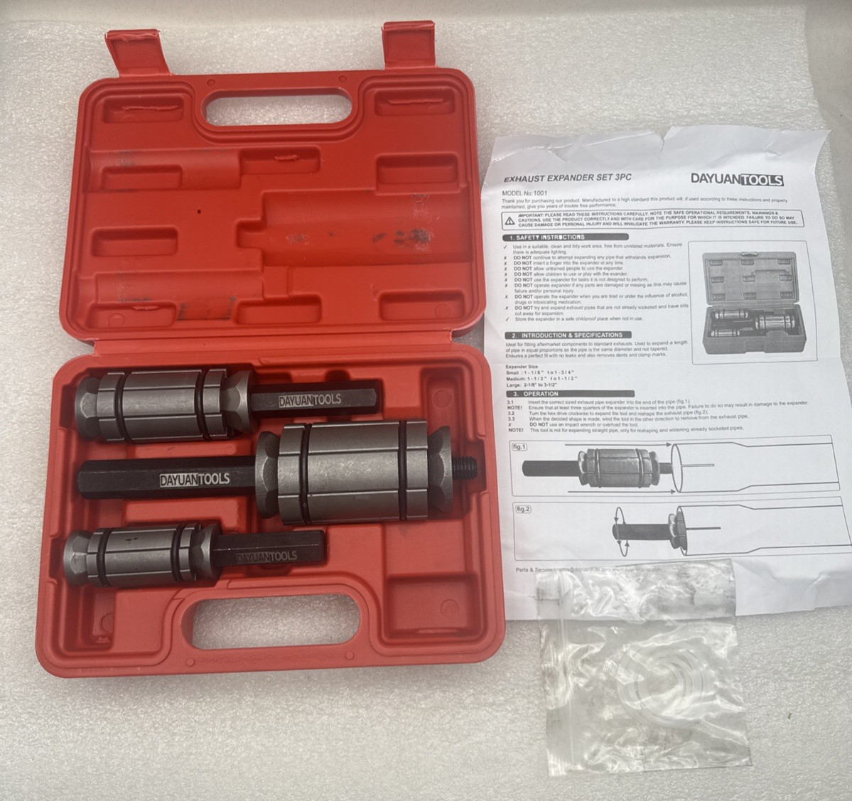 DAYUAN Upgraded 3Pcs Exhaust Pipe Expander Tool Set 1-1/8» to 3-1/2» *READ..