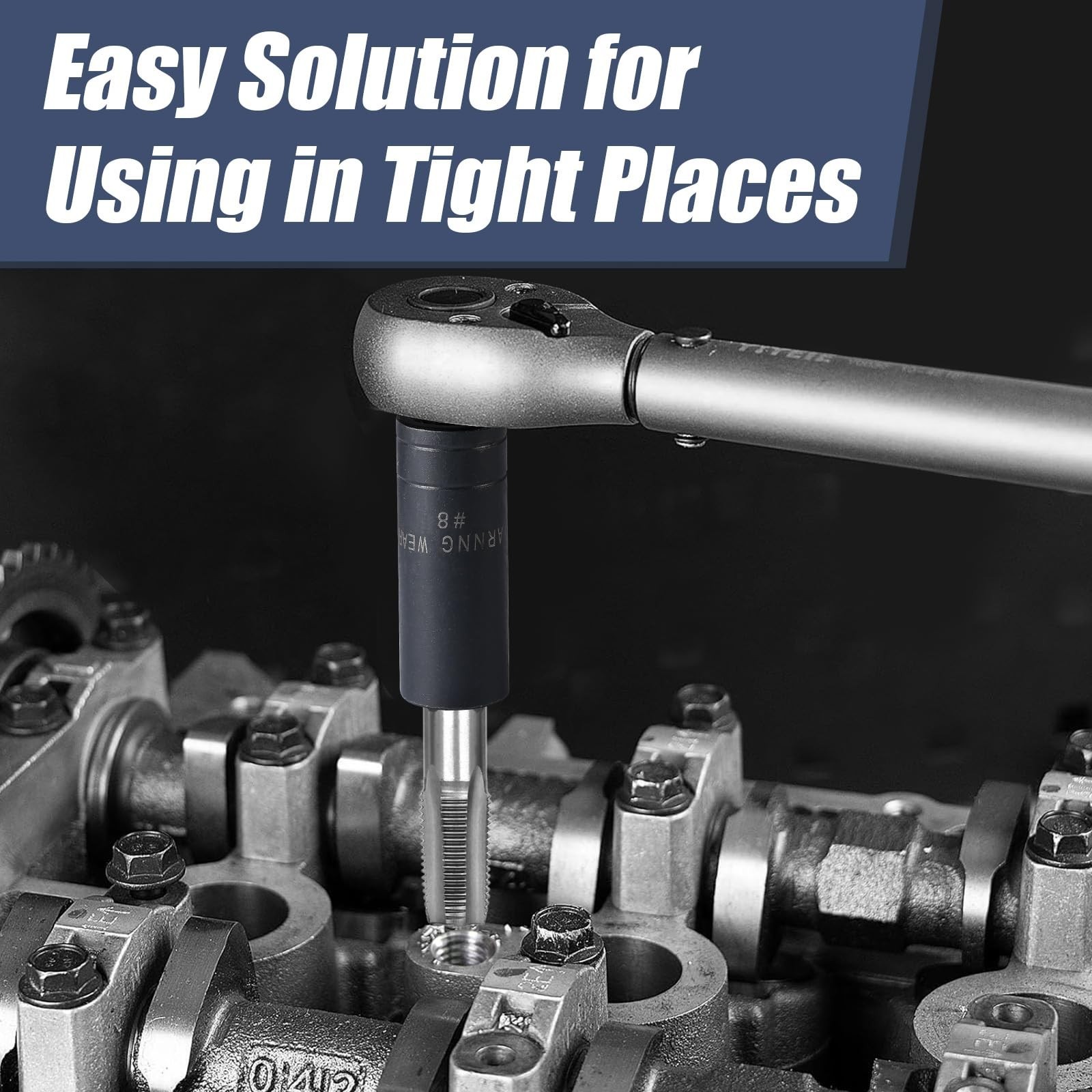 8pcs Tap Socket Set, 1/4″ & 3/8″ Drive Adapters, Fits 1/8″ NPT & Metric Taps