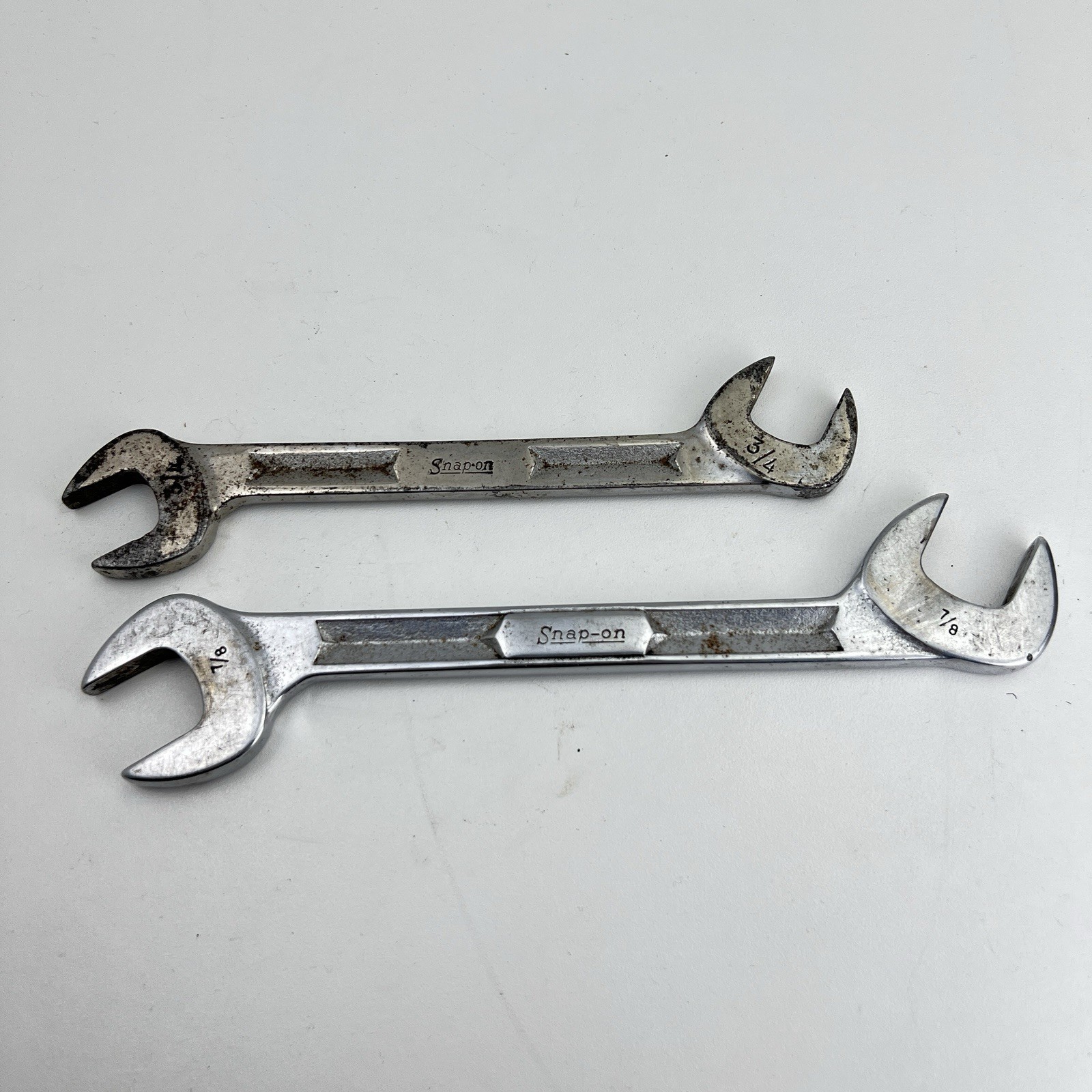 2 Snap-On SAE 4-Way Angle Head Open-End Wrenches 3/4 & 7/8 VS5224 & VS5228