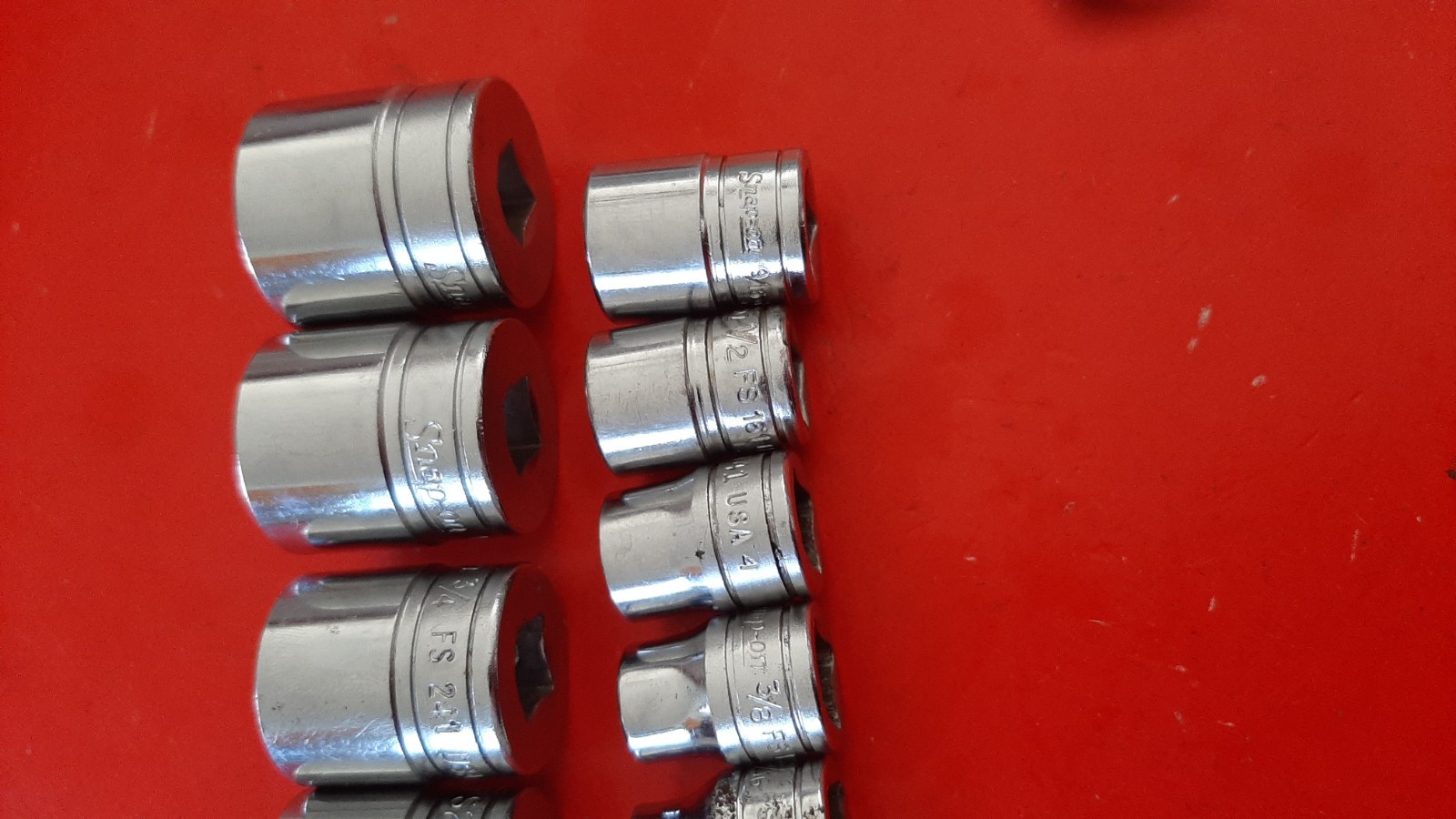 Snap-On FS 10-Pc. 5/16″ – 7/8″ SAE 3/8″ Drive 6pt Point Shallow Socket Set READ!