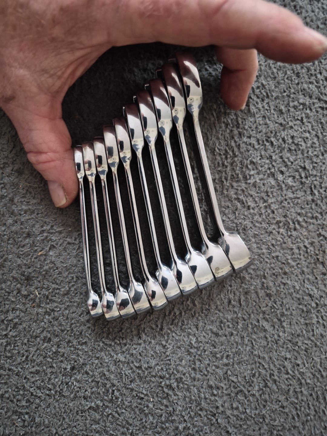 Snap-On OXIM710B 10 pc 12 Pt Metric Midget Combination Wrench Set 10mm-19mm